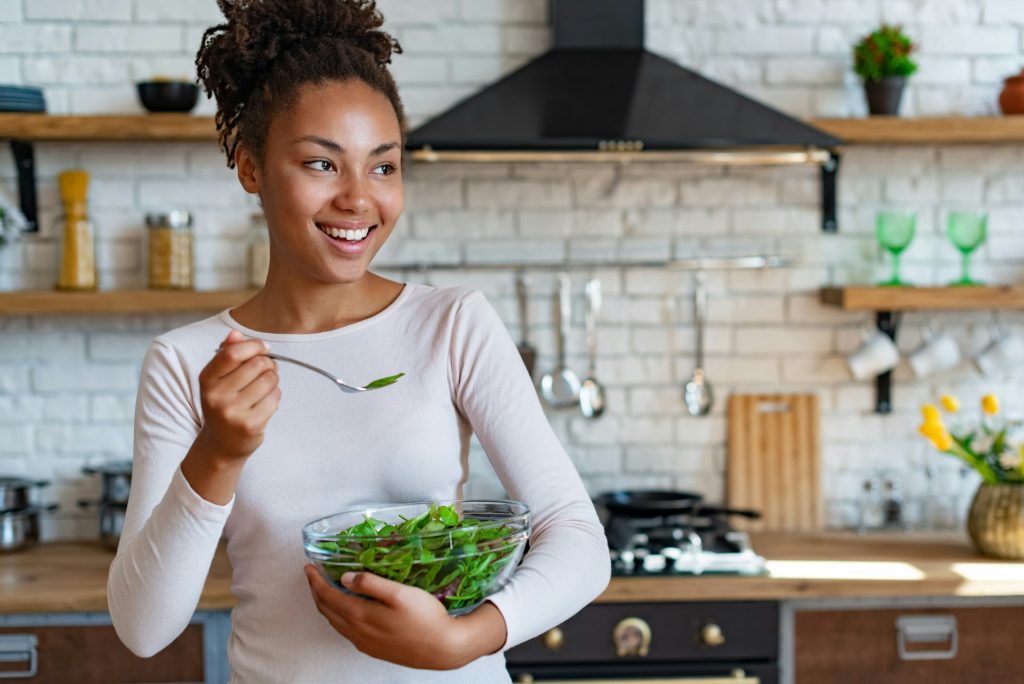 Pretty household cooking at home a healthy food, tasty a salad - Image